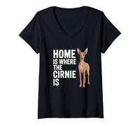 Womens Home is Where The Cirnie Sicilian Hound Cirneco dell'Etna V-Neck T-Shirt