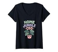Womens Home Jungle CEO Leafy Plant Lover V-Neck T-Shirt