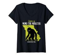 Womens Home Of Momo The Monster Missouri State America Cryptid V-Neck T-Shirt