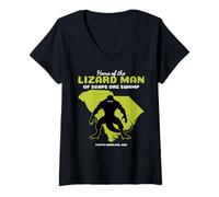 Womens Home Of The Lizard Man South Carolina State Funny Cryptid V-Neck T-Shirt