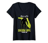 Womens Home Of The Skunk Ape Florida State American Cryptid Society V-Neck T-Shirt