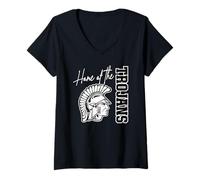 Women's Home of the Trojans School Spirit Game Day Trojan Pride V-Neck T-Shirt
