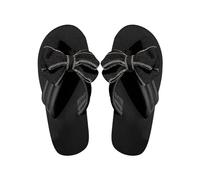 Women's Home Slippers New Casual Slippers 2024 Summer New Word Drag Handmade Bow Large Size Fashion Versatile Flat Sand Slippers Women None Slipper Work Shoes for Women (Black, 5.5)