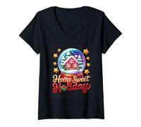Womens Home Sweet Holiday Winter Wonderland V-Neck T-Shirt