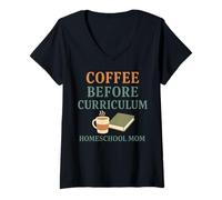Womens Homeschool Mom Coffee Lover Curriculum Chaos Coordinator V-Neck T-Shirt