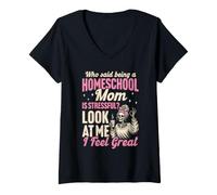 Women's Homeschool Mom Homeschooling Mama Home Teacher V-Neck T-Shirt