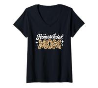 Womens Homeschool Mom Leopard Homeschool Mama Women V-Neck T-Shirt