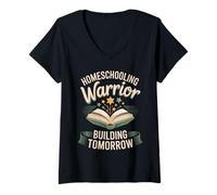 Women's Homeschooling Warrior Building Tomorrow V-Neck T-Shirt