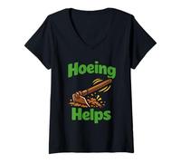 Women's Homesteading Therapy Land is My Therapy Self Sufficient Gift V-Neck T-Shirt