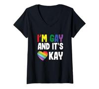 Women's Homosexual Gay Pride LGBT Month I’m Gay and It’s Okay V-Neck T-Shirt