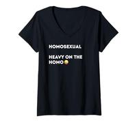 Womens Homosexual. Heavy on The homo - Gay and Lesbian Pride Gift V-Neck T-Shirt