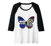 Womens Honduras and Belize Butterfly Half Honduran Belizean Roots Raglan Baseball Tee