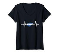 Women's Honduras Heartbeat Map Pulse Flag V-Neck T-Shirt