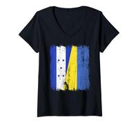 Womens Honduras Ukraine Half Flag Honduran Ukrainian Heritage V-Neck T-Shirt