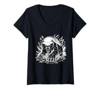 Women's Honey Badger Attack Fierce Animal V-Neck T-Shirt