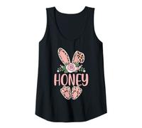 Womens Honey Cute Leopard Bunny Ears Floral Easter Tank Top