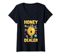 Women's Honey Dealer Beekeeping Honeycomb Pot Bee Hive Save The Bees V-Neck T-Shirt