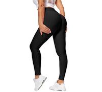 Women's Honeycomb Waffle High Waist Leggings with Pockets Butt Lift Anti Cellulite Tummy Control Gym Yoga Pants Workout Running Compression Tights for Women Black
