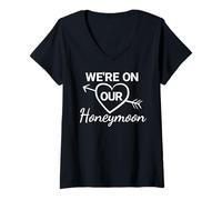 Womens Honeymoon Tee design for Couples We're on Our Honeymoon V-Neck T-Shirt