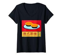 Women's Hong Kong Egg Tart Custard Cantonese Macau Asia Souvenir V-Neck T-Shirt