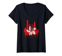 Womens Hong Kong Skyline Flag Asia Painting Art Buddha Hong Kong V-Neck T-Shirt