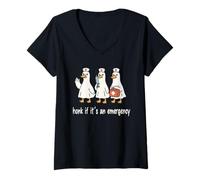 Womens Honk If It's an Emergency Nurse Funny Goose V-Neck T-Shirt