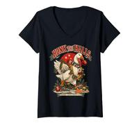 Women's Honk the Halls Festive Animal Humor Goose Lover Theme V-Neck T-Shirt