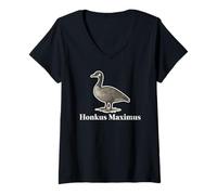 Womens Honkus Maximus Fake Latin Name Funny Honk Animal Pun Vintage V-Neck T-Shirt