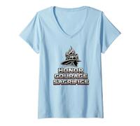 Women's Honor Courage Sacrifice Firefighter Helmet Fireman Gift V-Neck T-Shirt