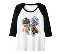 Womens Honor the Brave Patriotic Bow USA Flag Soldier Memorial Girl Raglan Baseball Tee
