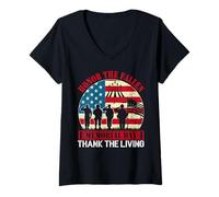 Women's Honor The Fallen Memorial Day Thank The Living V-Neck T-Shirt