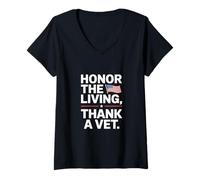 Womens Honor the Living Thank a Vet Veterans Day V-Neck T-Shirt