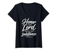 Women's Honor The Lord with Thy Substance Proverbs 3:9 Bible Faith V-Neck T-Shirt