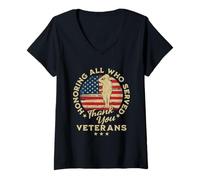 Womens Honoring All Who Served Thank You Veterans Day Gifts V-Neck T-Shirt