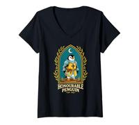 Women's Honourable Penguin Medieval Knight Renaissance Fair V-Neck T-Shirt