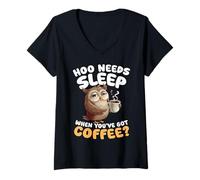 Womens Hoo Needs Sleep When Youve Got Coffee Owl Humor V-Neck T-Shirt