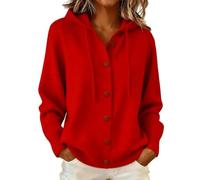 Womens Hooded Cardigan Jumpers Button Down Cashmere Knitted Sweater Lightweight Fine Knit Cardigan Long Sleeve Open Front Drawstring Hoodie Jackets Autumn Winter Knitwear