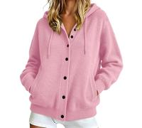 Womens Hooded Cardigan Jumpers Button Down Cashmere Knitted Sweater Long Sleeve Open Front Drawstring Hoodie Jackets Casual Loose Fit Sweaters Cardigan Fall Winter Jumper Jacket