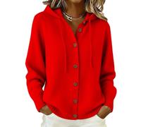 Womens Hooded Cardigan Jumpers Loose Button Down Cashmere Sweaters | Casual Long Sleeve V Neck Drawstring Wool Hoodies Open Front Chunky Knitted Warm Kimono Jacket Autumn Winter Clothes Knitwear