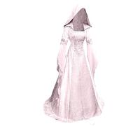 Women's Hooded Dress Suit Halloween Medieval Costume Corset Renaissance Dress Gothic Victorian Ladies Elegant Fancy Flare Sleeve Long Cosplay Party Vampire Gown UK