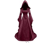 Women's Hooded Dress Suit Halloween Medieval Costume Corset Renaissance Gothic Victorian Dress Lady Elegant Fancy Flare Sleeve Long Dresses Cosplay Party Vampire Gown Dresses UK