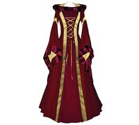 Women's Hooded Dress Suit Halloween Medieval Costume Corset Renaissance Gothic Victorian Dress Lady Elegant Fancy Flare Sleeve Long High Waist Witch Dresses Cosplay Party Vampire Gown Dresses