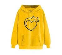 Womens Hooded Hoodie Sweatshirt Top Pullover Love Pattern Printed UK Causal Long Sleeve Warm Loose Tunic Comfortable Basic Sport Street Drawstring Tee Pockets Fashion Jumper Shirt Autumn Winter