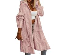 Women's Hooded Knit Cardigan, Longline Cable Knit Sweater, Open Front Casual Cardigan Coat for Women, Warm Hooded Cardigan Sweater, Ladies Casual Knitwear Jacket