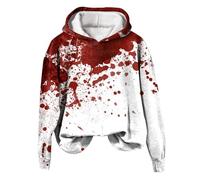 Women's Hooded Long Sleeve Jacket Outerwear Halloween Costume Pullover Sweatshirt with Blood Drops Print I Am OK Its Not My Blood Winter Warm Hoodie for Teen Girls (16-Khaki, XXL)