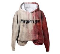 Women's Hooded Long Sleeve Jacket Outerwear Halloween Costume Pullover Sweatshirt with Blood Drops Print I Am OK Its Not My Blood Winter Warm Hoodie for Teen Girls (XL)