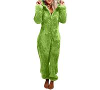 Womens Hooded Onesie Pajamas Clearance 3D Ear Sleepwear Casual Winter Warm Rompe Long Sleeve Jumpsuit Pajamas Adult One Piece Comfortable Loungewear Nightwear Cute Onesie Pyjama Plus Size Green