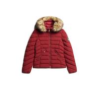 Women's hooded puffer jacket with faux fur Superdry Fuji Rouge M