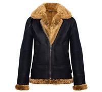 Womens Hooded Sheepskin Jacket B3 Flying Leather RAF Aviator Pilot Brown Ginger XS