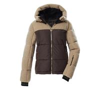 Killtec KSW 111 WMN SKI QLTD JCKT Women's Quilted Jacket in Down Look with Hood and Zip-Off Snow Guard Dark Brown, 44, 43616-000